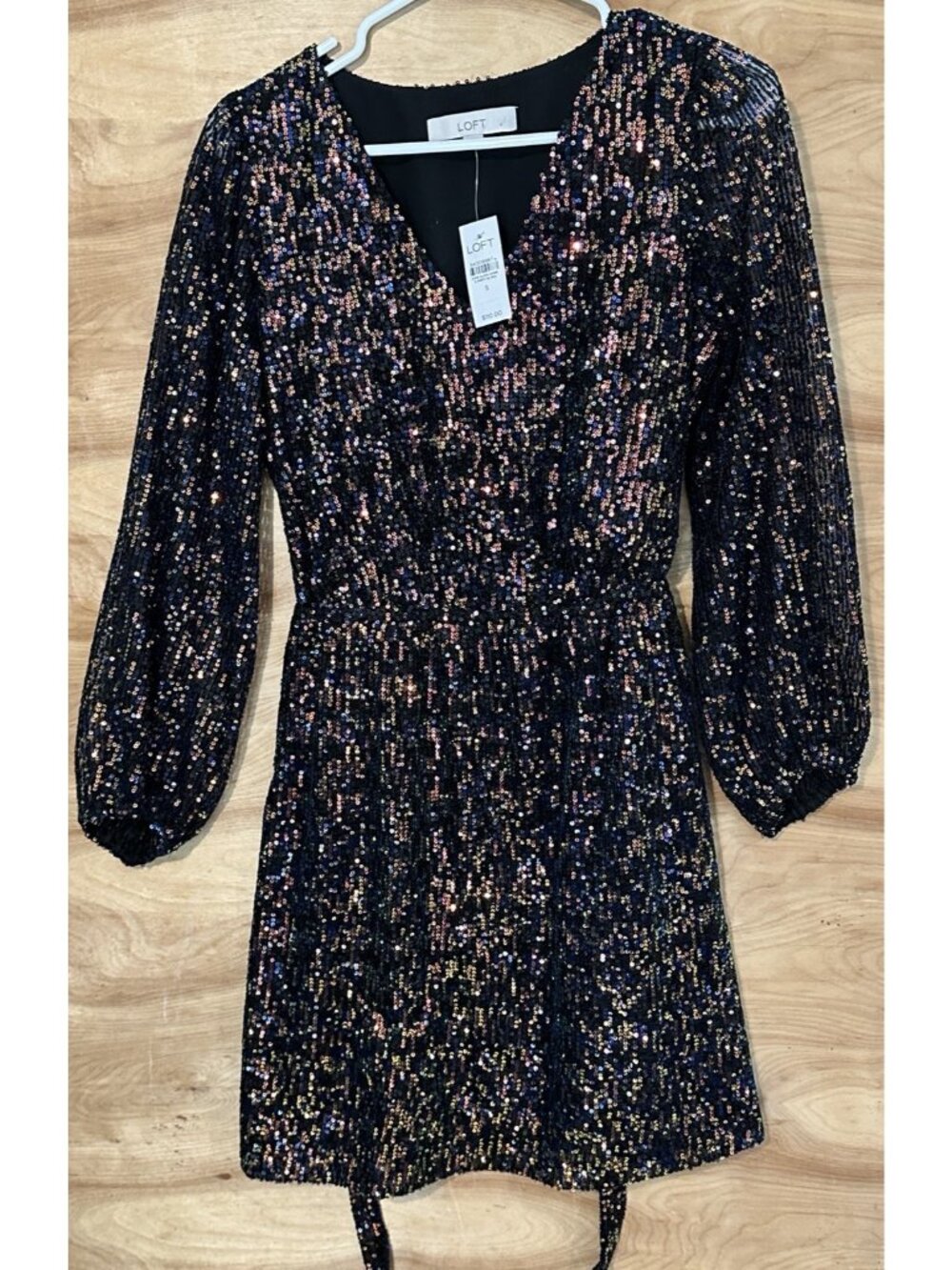 NWT Loft Woman Small Sequin Long Sleeve Mini Dress Evening Night Party